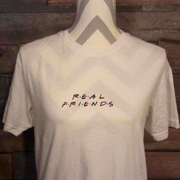 Cooke collective Tops - Women's REAL FRIENDS white short sleeve t-shirt